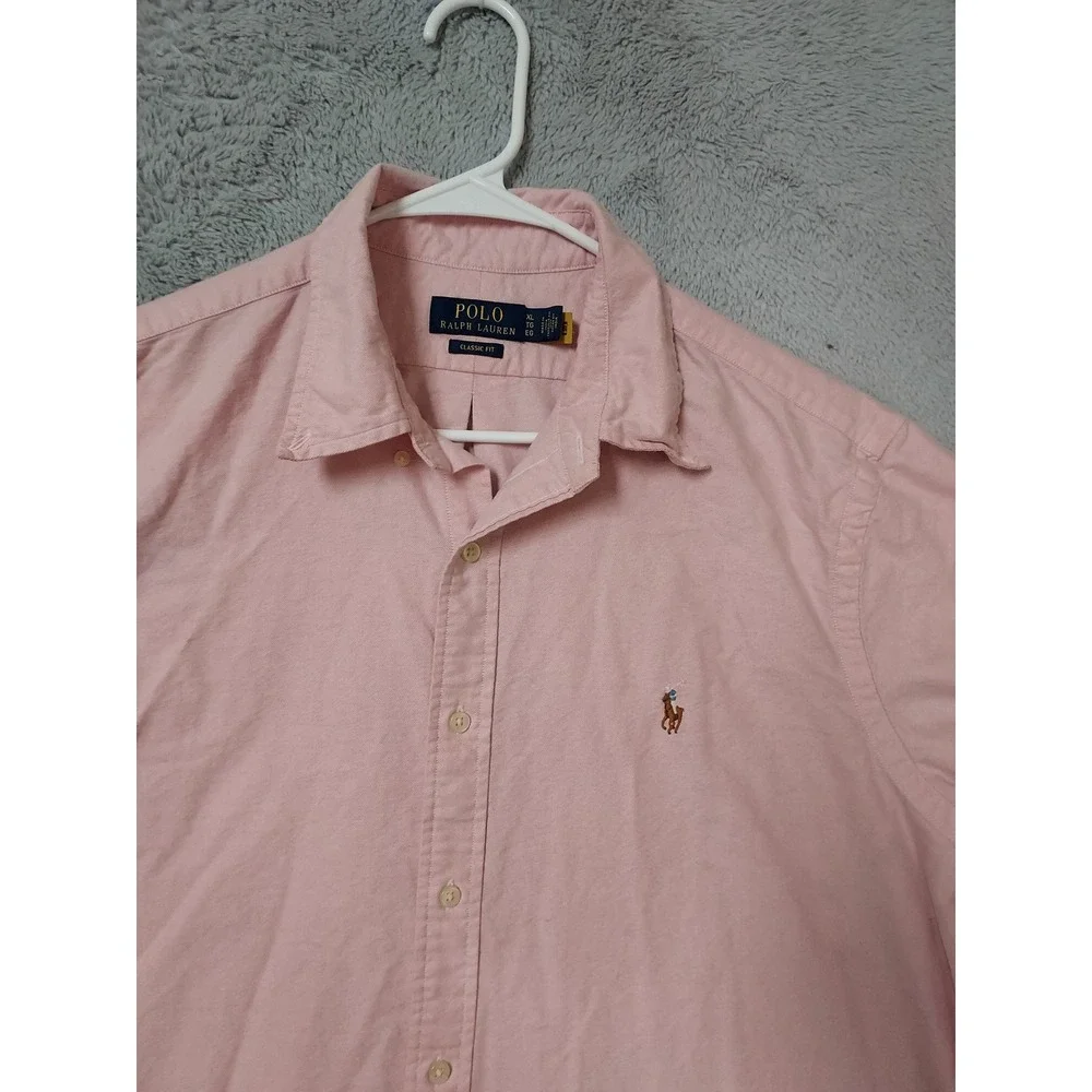 Polo Ralph Lauren Shirt Mens XL Classic Fit Oxford Short Sleeve Pink Flesh Pony